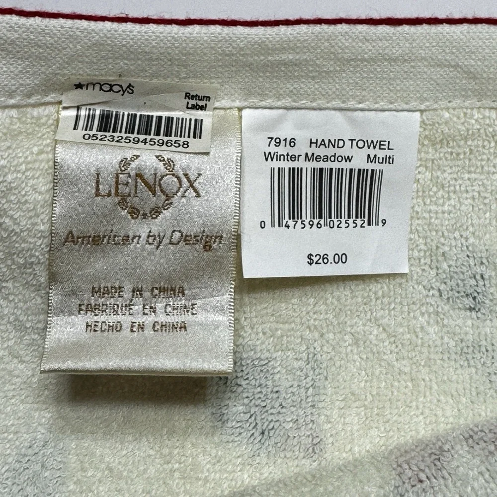 Lenox Winter Meadow 6 Pc Bath Hand Finger Tip Towel Set Poinsettia New Cotton